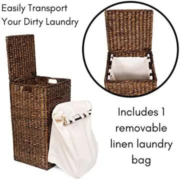 BIRDROCK HOME Hand Woven Laundry Hamper with Liner