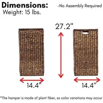 BIRDROCK HOME Hand Woven Laundry Hamper with Liner