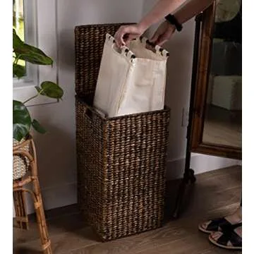 BIRDROCK HOME Hand Woven Laundry Hamper with Liner