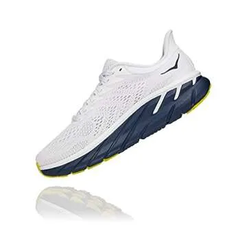 Hoka 1110509-BDBBI: Women's Clifton 7 Blanc De Blanc/Black Iris Running Shoe (6.5 B(M) US Women)