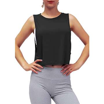 Mippo Cropped Workout Tops for Women - Stylish Mesh Tank Top for Active Wear