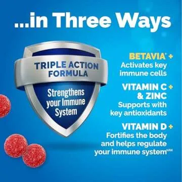 Emergen-C Immune+ Immune Gummies, Vitamin D Plus 750 mg Vitamin C, Immune Support Dietary Supplement, Caffeine Free, Gluten Free, Raspberry Flavor - 45 Count