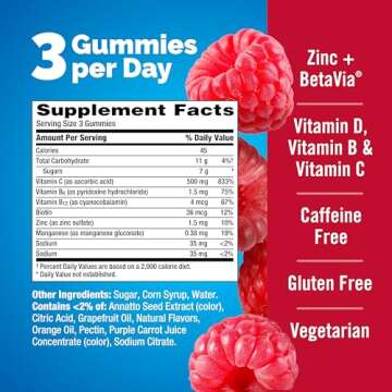 Emergen-C Immune+ Immune Gummies, Vitamin D Plus 750 mg Vitamin C, Immune Support Dietary Supplement, Caffeine Free, Gluten Free, Raspberry Flavor - 45 Count