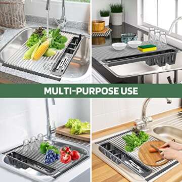 Expandable Roll Up Dish Drying Rack for All Sink Sizes