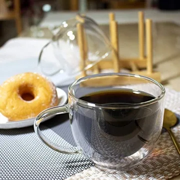 Double Walled Glass Coffee Mugs Set of 2 for Espresso