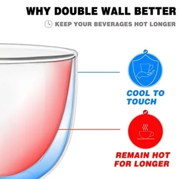 Double Walled Glass Coffee Mugs Set of 2 for Espresso