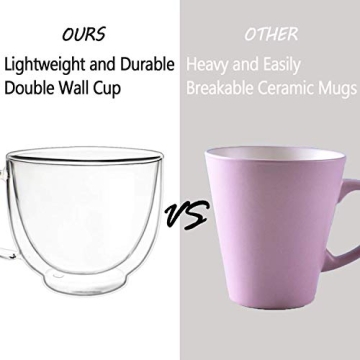 Double Walled Glass Coffee Mugs Set of 2 for Espresso