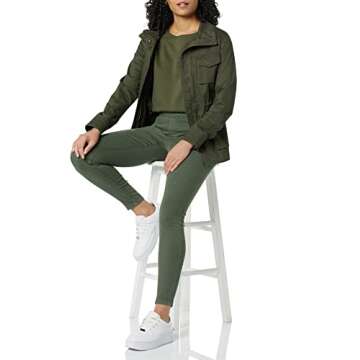 Amazon Essentials Women's Mid-Rise Stretch Pull-On Jegging (Available in Plus Size), Dark Green, 4 Short