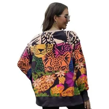 GUNEST Casual Oversized Leopard Printed Hoodie for Women