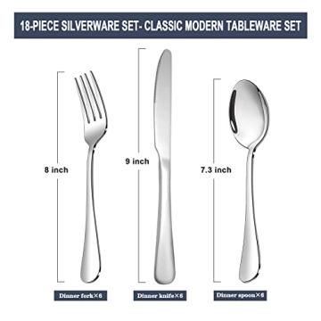 Silverware Set,SANTUO Stainless Steel Knives Spoon Forks Set for Home, Kitchen and Restaurant, Mirror Polished& Dishwasher Safe (18pcs Silverware set)