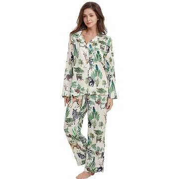 YiNi LuLu Elegant Silk Satin Pajamas Set for Women