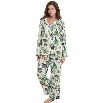 YiNi LuLu Elegant Silk Satin Pajamas Set for Women