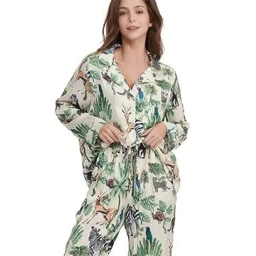 YiNi LuLu Elegant Silk Satin Pajamas Set for Women
