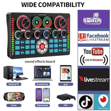 Podcast Equipment Bundle, Keten All-in-One Audio Interface DJ Mixer with 2 XLR Condenser Microphones, Recording Studio Kit Live Sound Card for Singing Broadcast/Live Streaming/Gaming/Voice Over