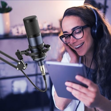 Podcast Equipment Bundle, Keten All-in-One Audio Interface DJ Mixer with 2 XLR Condenser Microphones, Recording Studio Kit Live Sound Card for Singing Broadcast/Live Streaming/Gaming/Voice Over