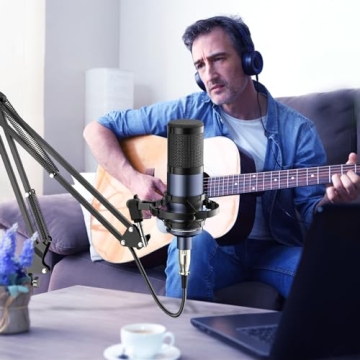 Podcast Equipment Bundle, Keten All-in-One Audio Interface DJ Mixer with 2 XLR Condenser Microphones, Recording Studio Kit Live Sound Card for Singing Broadcast/Live Streaming/Gaming/Voice Over