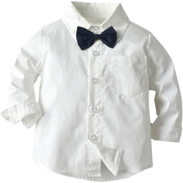 Stylish Baby Boys Dress Shirt & Suspender Pants Set