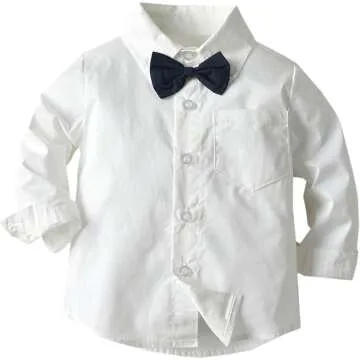 Stylish Baby Boys Dress Shirt & Suspender Pants Set