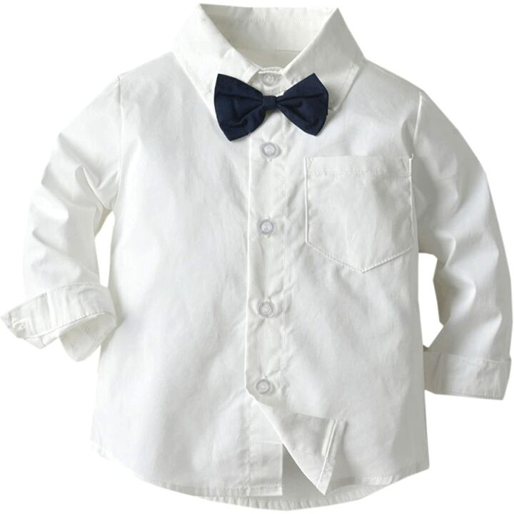 Stylish Baby Boys Dress Shirt & Suspender Pants Set
