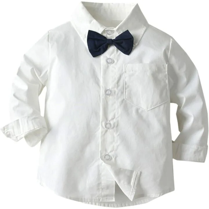 Stylish Baby Boys Dress Shirt & Suspender Pants Set