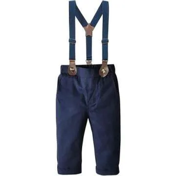 Stylish Baby Boys Dress Shirt & Suspender Pants Set