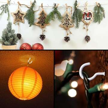 Etoolia 12 Pcs Ceiling Hooks for Hanging Plants, Cups, Utensils and Christmas String Lights, 1-1/4 inch Vinyl Coated Screw-in Plant and Cup Hooks for Wooden and Drywall with Anchors - White