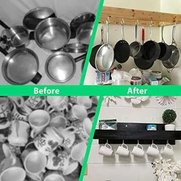 Etoolia 12 Pcs Ceiling Hooks for Hanging Plants, Cups, Utensils and Christmas String Lights, 1-1/4 inch Vinyl Coated Screw-in Plant and Cup Hooks for Wooden and Drywall with Anchors - White