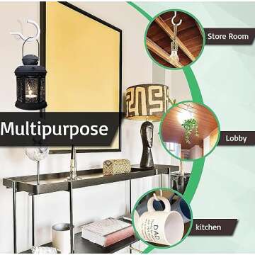 Etoolia 12 Pcs Ceiling Hooks for Hanging Plants, Cups, Utensils and Christmas String Lights, 1-1/4 inch Vinyl Coated Screw-in Plant and Cup Hooks for Wooden and Drywall with Anchors - White