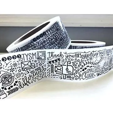 The Farming Artist Mailed It Designer Small Business© Packing Tape - Cute Shipping Tape - Fun Small Business Packaging - Bulk Roll (Black + White, 110 Yd Roll)
