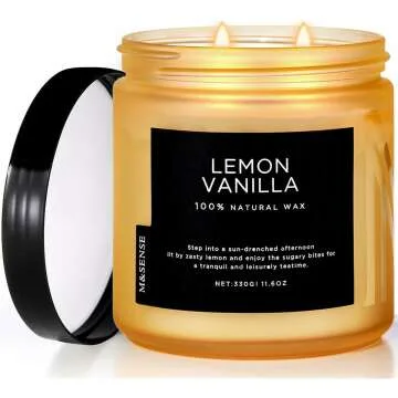 M&SENSE 11.6oz Lemon Vanilla Soy Candles