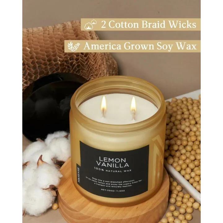 M&SENSE 11.6oz Lemon Vanilla Soy Candles
