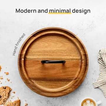 Stakk Two Tiered Tray Stand - Cupcake Stand & Tiered Serving Tray - Modern Farmhouse Decor, Rustic Home Decor, Kitchen Decor & Countertop Decor - Charcoal & Natural Acacia Wooden Tray