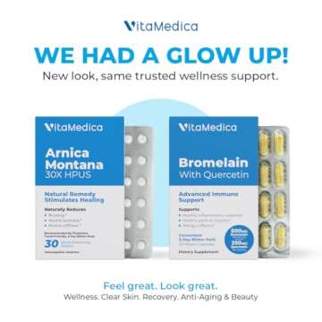 VitaMedica Arnica and Bromelain Blister Packs Bundle | for Post Surgery and Muscle Recovery | Bruise...