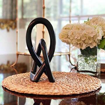 Global Crafts Natural Soapstone 6-inch Lover's Knot in Black