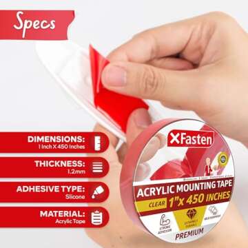 XFasten Extreme Heavy Duty Mounting Tape Removable, Waterproof Adhesive for Indoor Outdoor Use