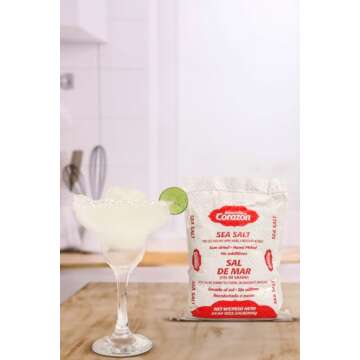 Amorcito Corazón - Coarse Sea Salt - Natural Salt from Mexico - 2-Pack (24.64 oz, 700 g Each) - Perfect for Drinks, Meat, Seafood, Dips, Desserts, Veggies, and More