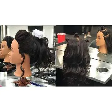 Hairingrid Mannequin Head 20"-22" 100% Human Hair Hairdresser Cosmetology Mannequin Manikin Training Head Hair and Free Clamp Holder (1906LB0214)