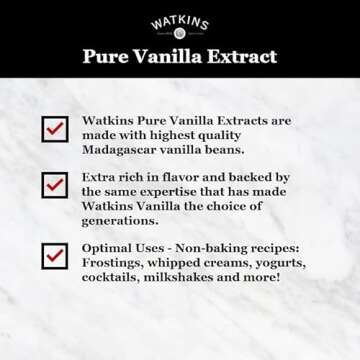 Watkins Pure Vanilla Extract, with Madagascar Vanilla Beans, Non-GMO, Kosher, 1 oz. Bottle, 1-Pack