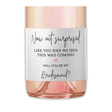 Bridesmaid Mini Champagne Labels, Funny Bridesmaid Proposal, Now Act Surprised Will You Be My Maid o...