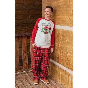 Lazy One Matching Family Christmas Pajamas, Mix and Match Christmas PJ's for The Whole Family, Adult Tee & Pants Separates