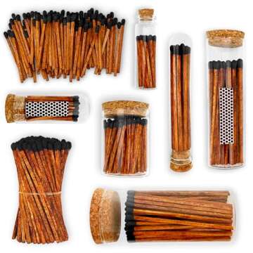 2" Espresso Matches in Jar | Decorative Candle Accessories