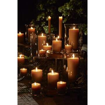 Elegant 8 Inch Hand-Rolled Beeswax Taper Candles