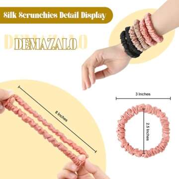 6Pcs Silk Hair Ties Small 22 Momme 100% Pure Mulberry Silk Scrunchies for Women Girls Thin Skinny Ha...