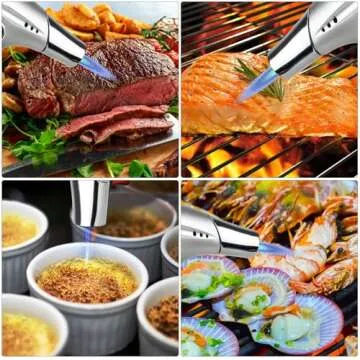 TBTEEK Butane Torch, Kitchen Torch Cooking Torch with Safety Lock & Adjustable Flame for Cooking, BBQ, Baking, Brulee, Creme, DIY Soldering(Butane Not Included)