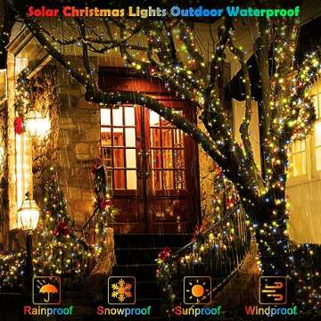 Multicolor Christmas Lights Outdoor, 440LED Solar Christmas Lights Outdoor Waterproof for Outdoor Christmas Decorations, Each 78FT Christmas Solar String Lights for Outside, Christmas Decor Tree 2Pack