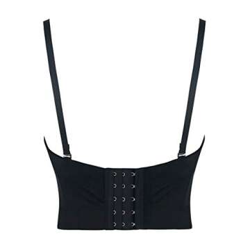 Charmian Women's Spaghetti Straps Rhinestone Beaded Push Up Bra Studded Gem Clubwear Party Bustier Crop Top Green Large