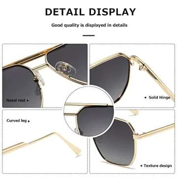 kimorn Polarized Sunglasses Womens Men Retro Oversized Square Vintage Shades Classic Large Metal Sun Glasses K1221