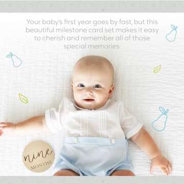 Little Pear Wooden Milestone Photo Cards - Double-Sided Baby Announcement Discs, Ideal Photo Prop for Monthly Pregnancy Journey and Baby Milestones, 1-12 Months, Light Wood