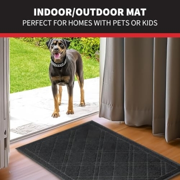 SlipToGrip Anti-Slip Door Mat - Stylish Black Plaid Rug
