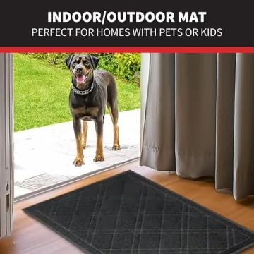 SlipToGrip Anti-Slip Door Mat - Stylish Black Plaid Rug